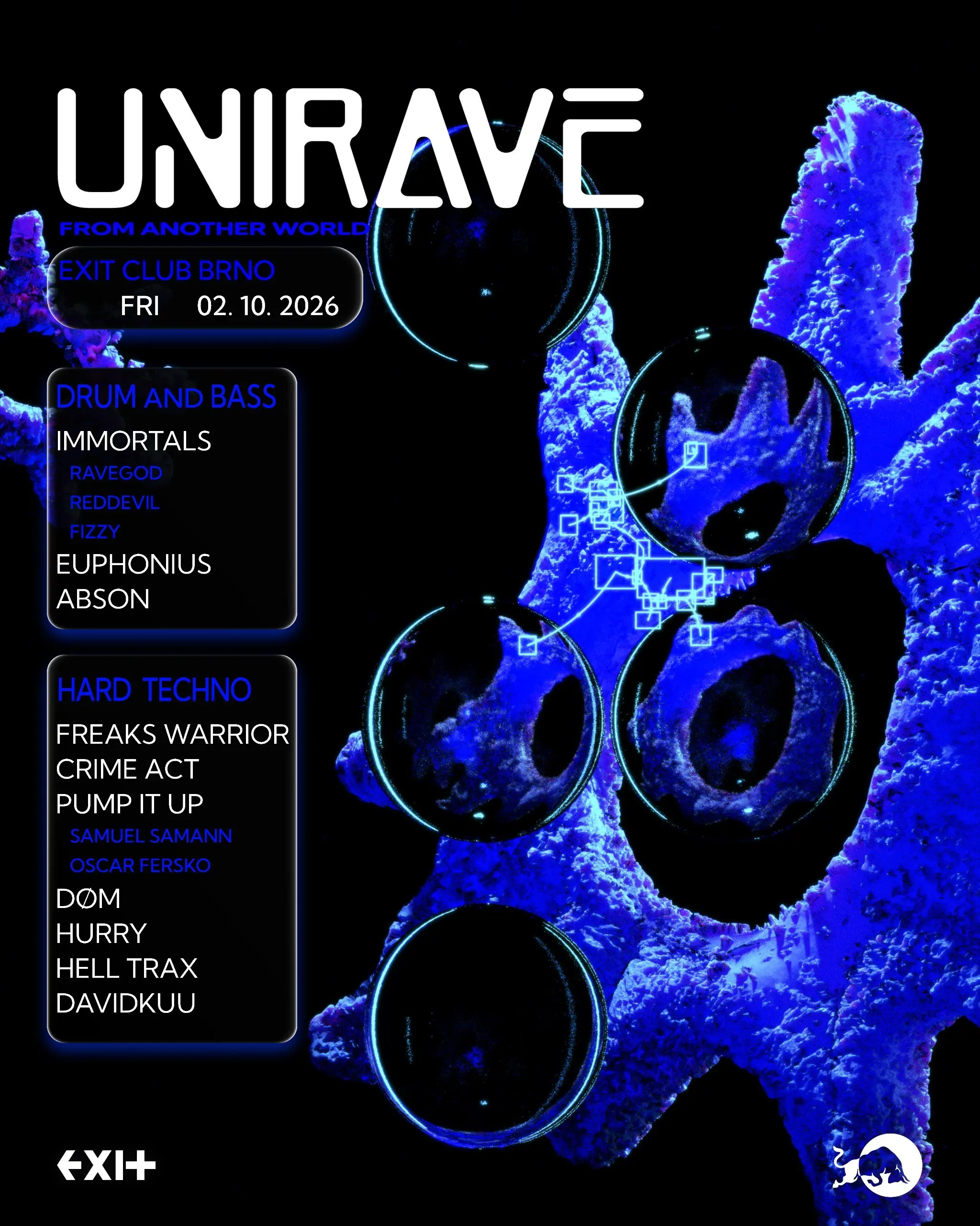 UNIRAVE 2026 lineup plakát - kompletní seznam DJů a umělců